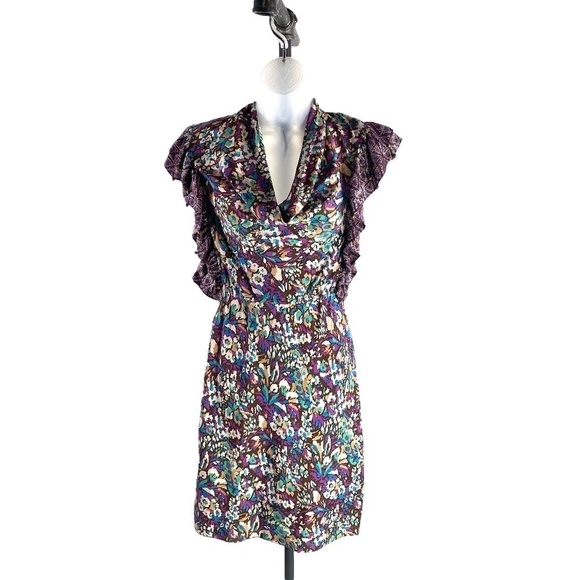Plenty By Tracy Reese 100% Silk Ruffle Beaded Dress SZ S - Picture 8 of 8
